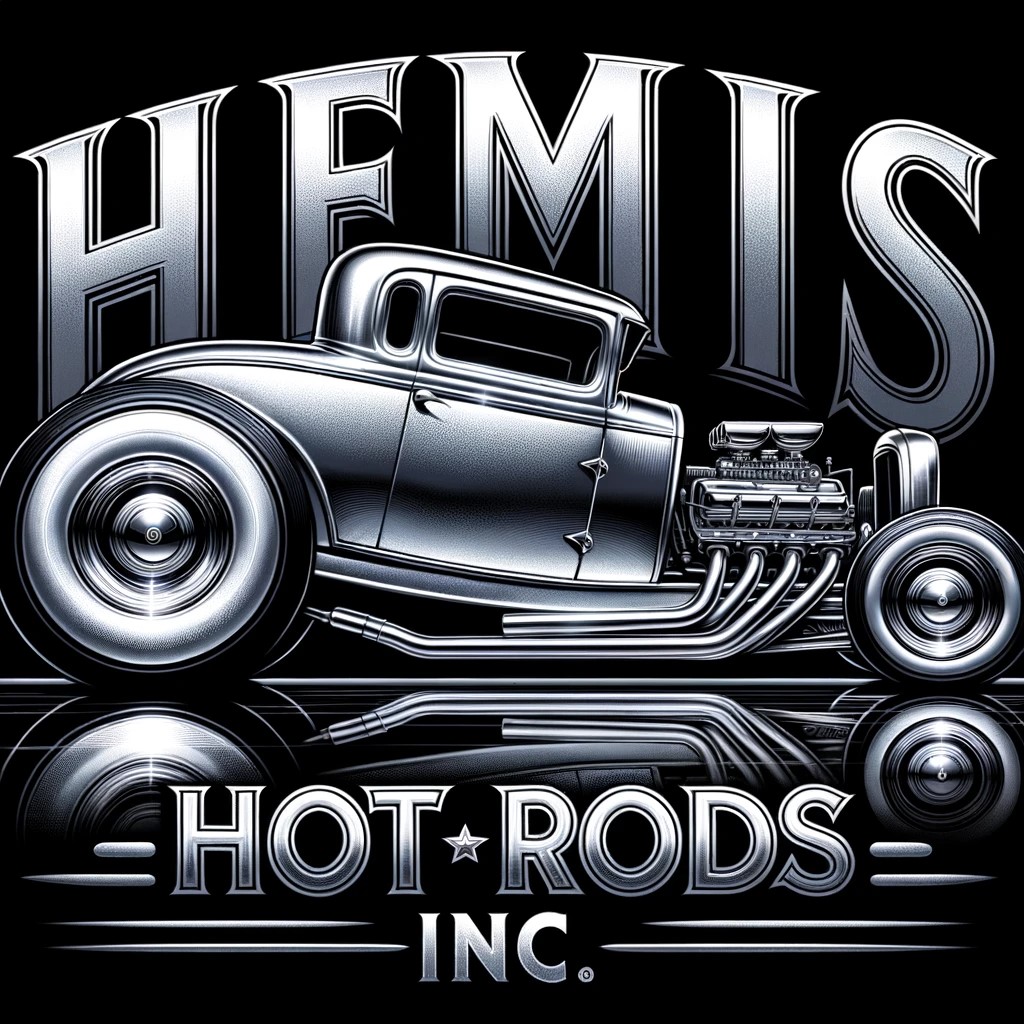 Hemi’s original chrome hot rod brand artwork